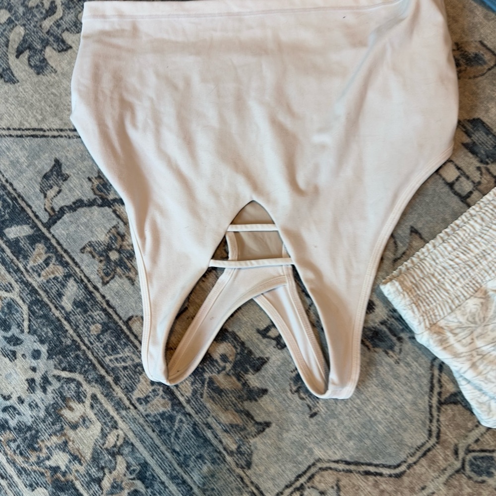 Cream Crop Top with Strappy Cutout Detail